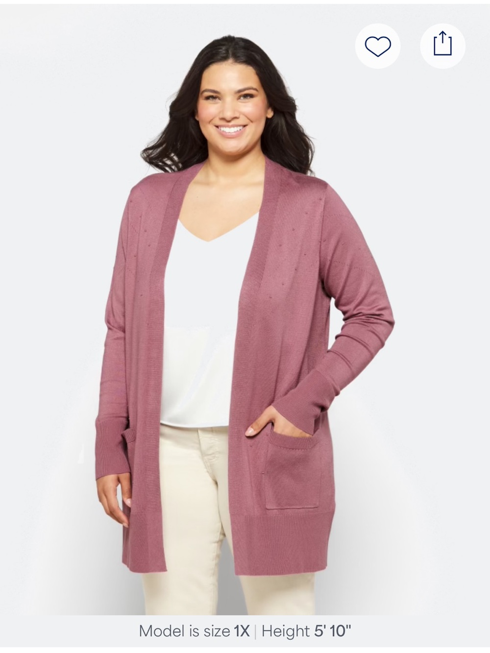 Lety & Me Abelia Long Sleeve Cardigan Mauve Pink 2X Stitch Fix